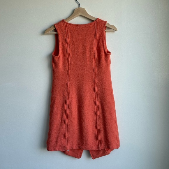 St. John Coral Orange Textured Knit Sleeveless Zip Front Dress with Pockets Sz 4 - Picture 6 of 6